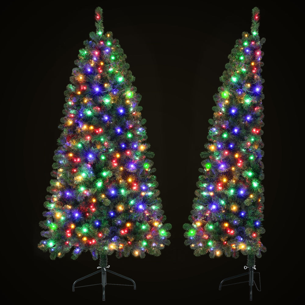 Jingle Jollys Christmas Tree 1.8M LED Corner Xmas Tree Half 8 Modes Multi-color