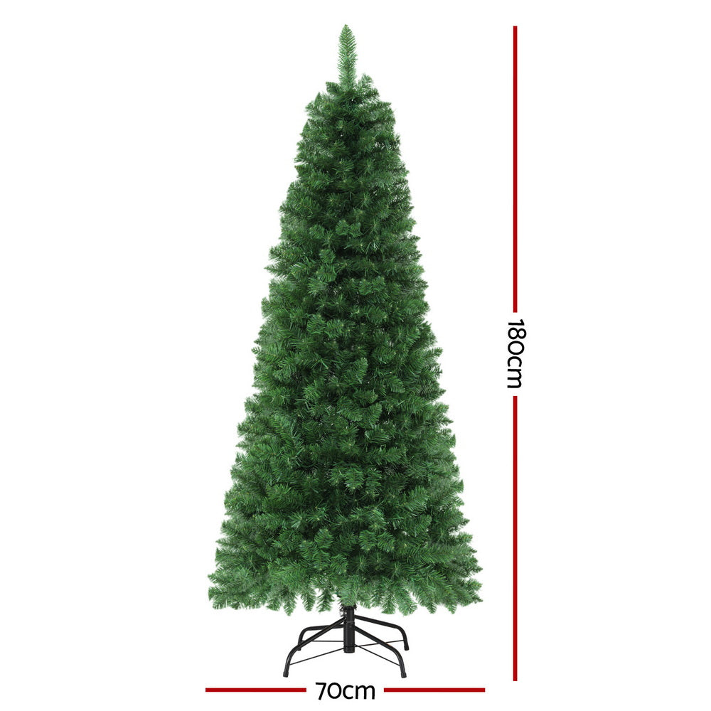 Jingle Jollys 1.8M Pre-lit Christmas Tree 8 Mode Multi Colour 200 LED Light Xmas