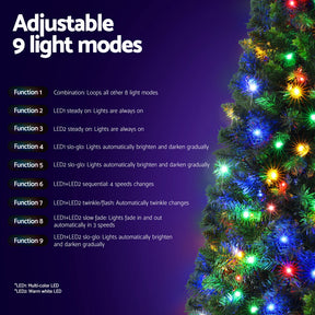 Jingle Jollys 1.8M Pre-lit Christmas Tree 8 Mode Multi Colour 200 LED Light Xmas