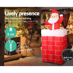 Jingle Jollys Christmas Inflatable Santa Pop Up 1.8M Illuminated Decorations