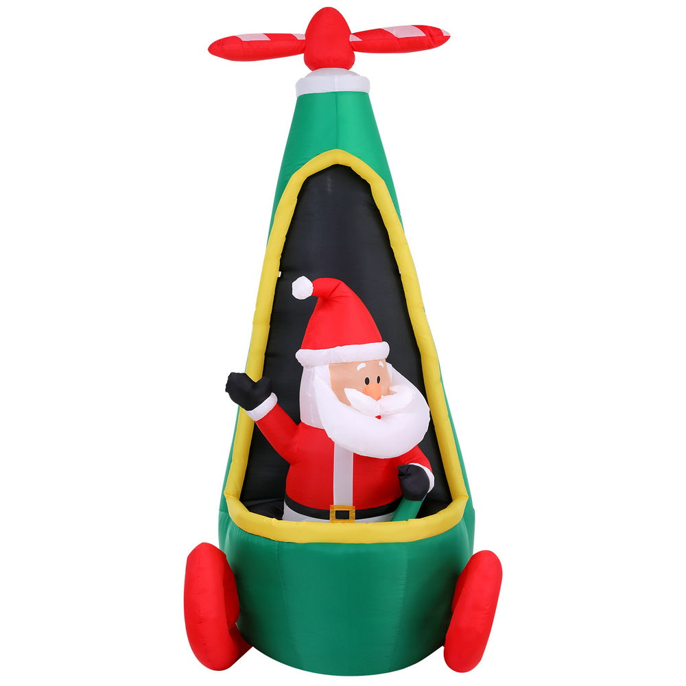 Jingle Jollys Christmas Inflatable Santa in Helicopter 2.55M Height LED Illuminated Decorations