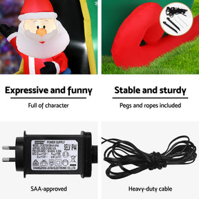 Jingle Jollys Christmas Inflatable Santa in Helicopter 2.55M Height LED Illuminated Decorations