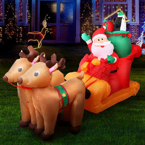 Jingle Jollys Christmas Inflatable Santa Sleigh 2.2M Illuminated Decorations