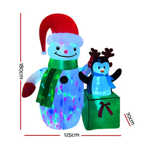 Jingle Jollys Christmas Inflatable Snowman 1.8M Illuminated Decorations