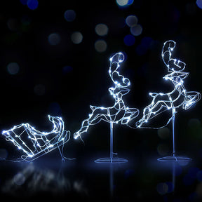 1X Christmas Lights Reindeer Sleigh 120 LED Decorations Jingle Jollys