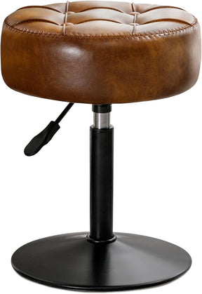 Adjustable Vanity Stool NZ – Brown Faux Leather Chair, 360° Swivel Makeup Stool, Height Adjustable Vanity Seat - SportZone.co.nz