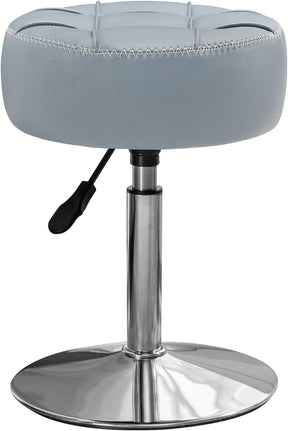 Adjustable Vanity Stool NZ – Grey Blue Faux Leather Chair, 360° Swivel Makeup Stool, Height Adjustable Vanity Seat - SportZone.co.nz