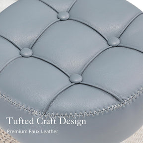 Adjustable Vanity Stool NZ – Grey Blue Faux Leather Chair, 360° Swivel Makeup Stool, Height Adjustable Vanity Seat - SportZone.co.nz