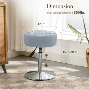 Adjustable Vanity Stool NZ – Grey Blue Faux Leather Chair, 360° Swivel Makeup Stool, Height Adjustable Vanity Seat - SportZone.co.nz
