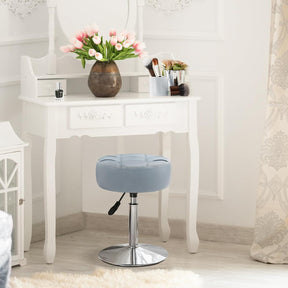 Adjustable Vanity Stool NZ – Grey Blue Faux Leather Chair, 360° Swivel Makeup Stool, Height Adjustable Vanity Seat - SportZone.co.nz