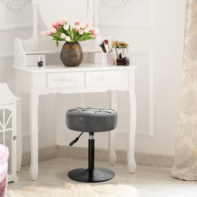 Adjustable Vanity Stool NZ – Grey Faux Leather Chair, 360° Swivel Makeup Stool, Height Adjustable Vanity Seat - SportZone.co.nz