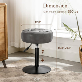 Adjustable Vanity Stool NZ – Grey Faux Leather Chair, 360° Swivel Makeup Stool, Height Adjustable Vanity Seat - SportZone.co.nz
