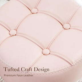 Adjustable Vanity Stool NZ – Pink Faux Leather Chair, 360° Swivel Makeup Stool, Height Adjustable Vanity Seat - SportZone.co.nz