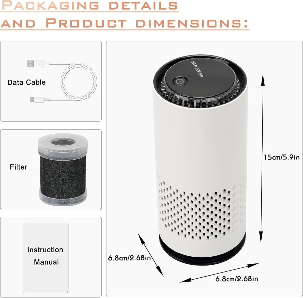 Air purifier - Negative ion air purifier - Air purifier for the home - Rooms up to 20 m² - Negative ion air purifier - Deodorizer - Ionizer - Wit - SportZone.co.nz
