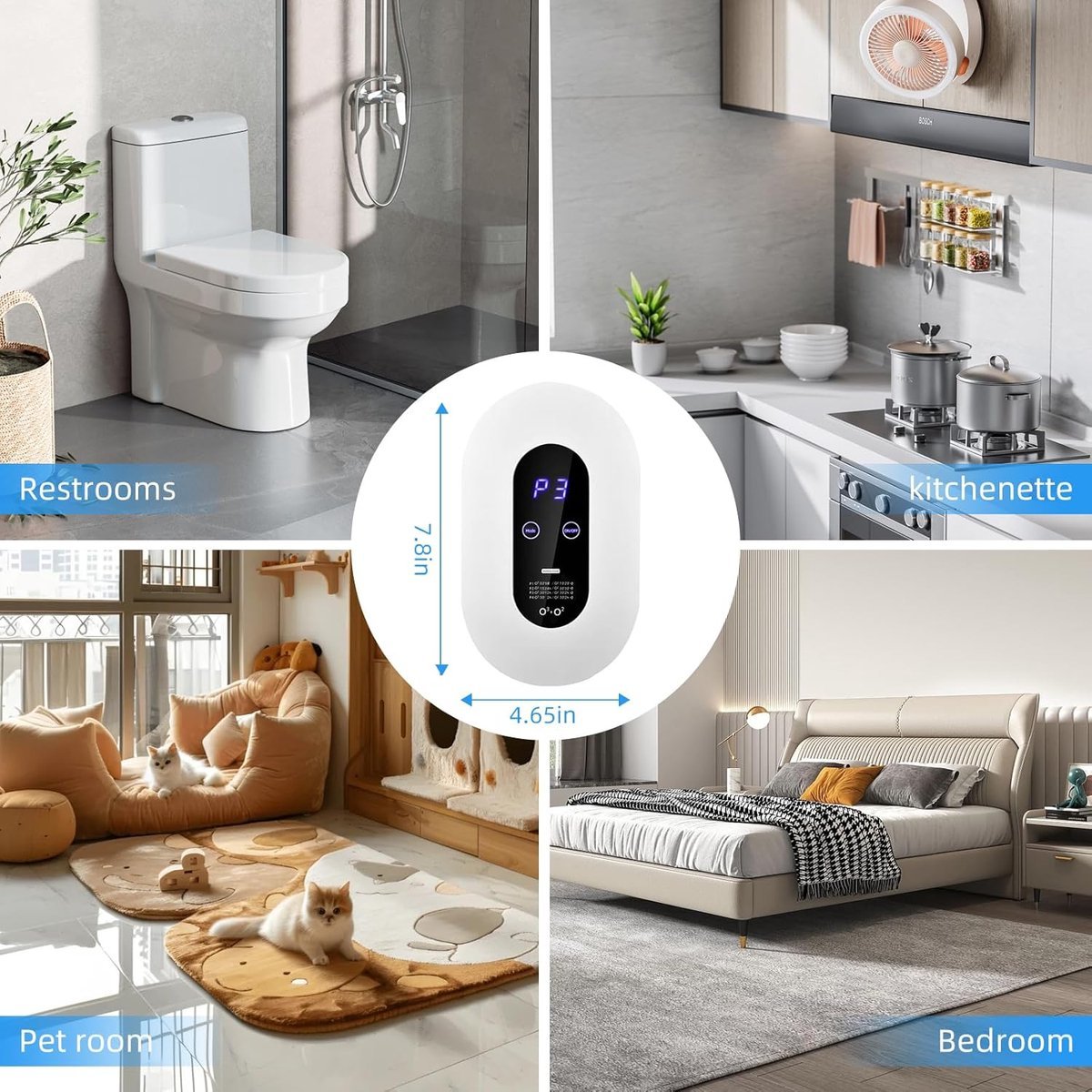 Air purifier - Plug - in negative ion air purifier - LED display - Negative ion air purifier - Home air purifier - Negative ion air purifier - Deodorizer - Ionizer - Wit - SportZone.co.nz