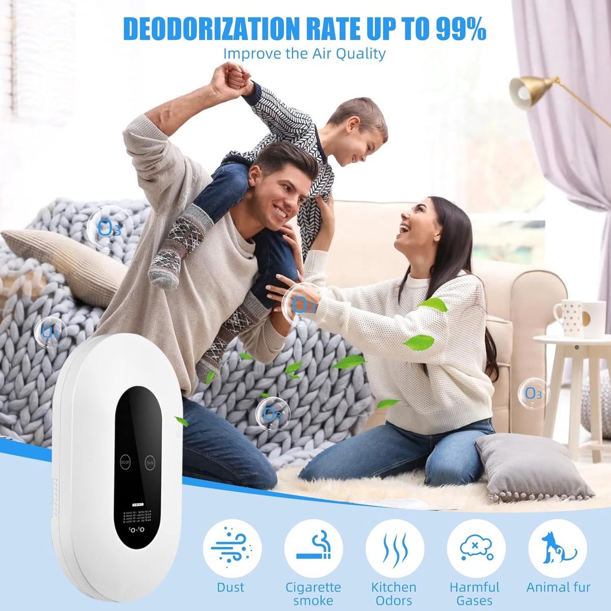 Air purifier - Plug - in negative ion air purifier - LED display - Negative ion air purifier - Home air purifier - Negative ion air purifier - Deodorizer - Ionizer - Wit - SportZone.co.nz