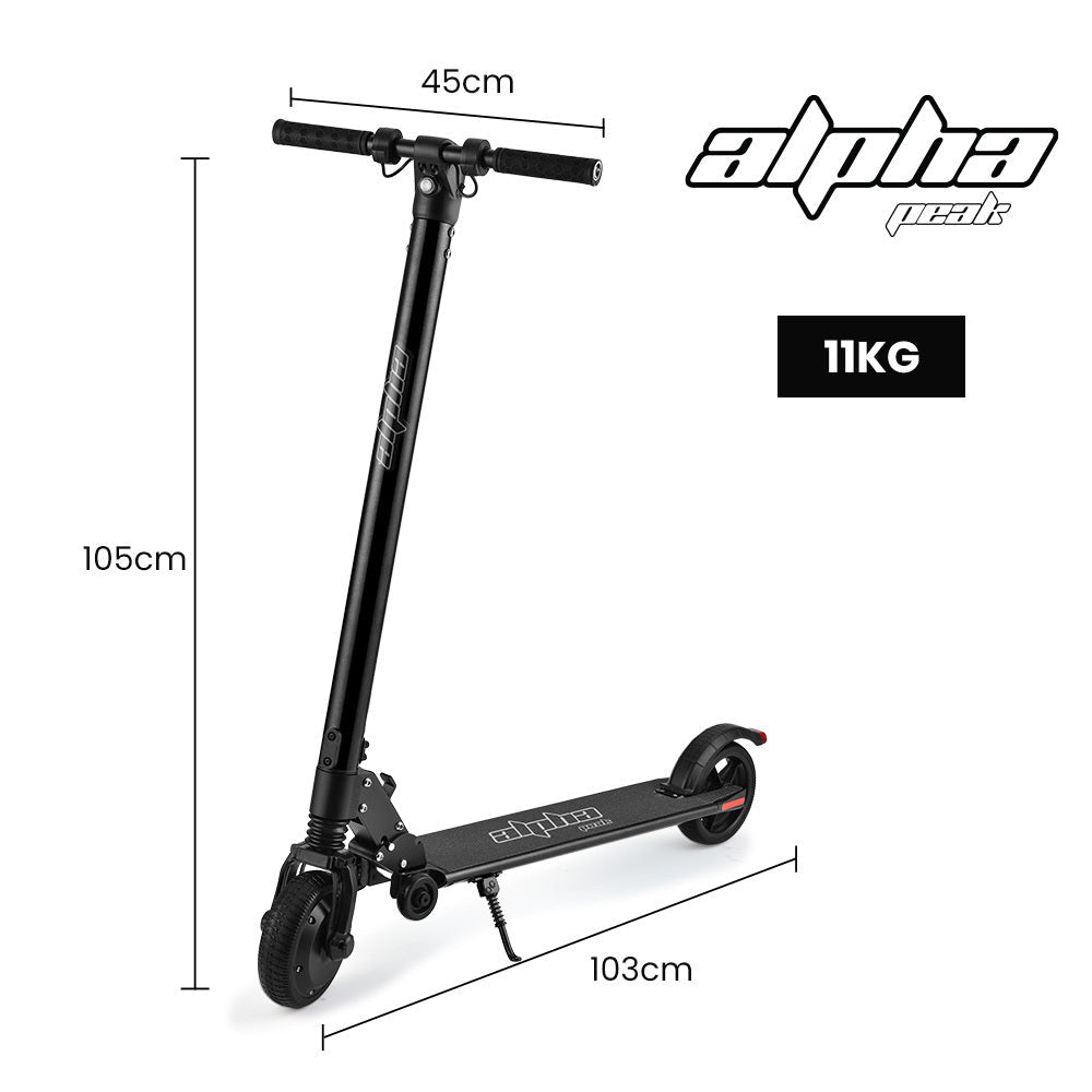 ALPHA Peak 300W 10Ah Electric Scooter, Suspension, for Adults or Teens, Black - SportZone.co.nz