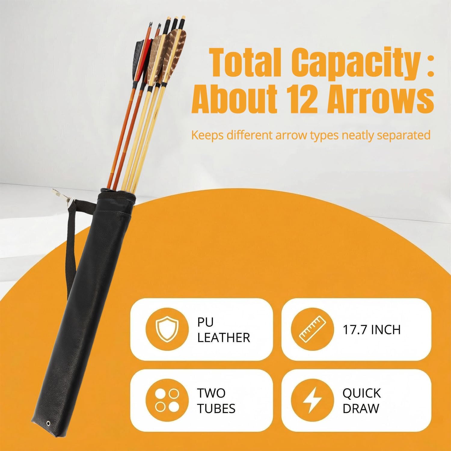 Archery Arrow Quiver Hip Tube with 2 - Tubes and Belt Clip Lightweight for Youth Carbon Wooden Crossbow Arrows Holder - SportZone.co.nz