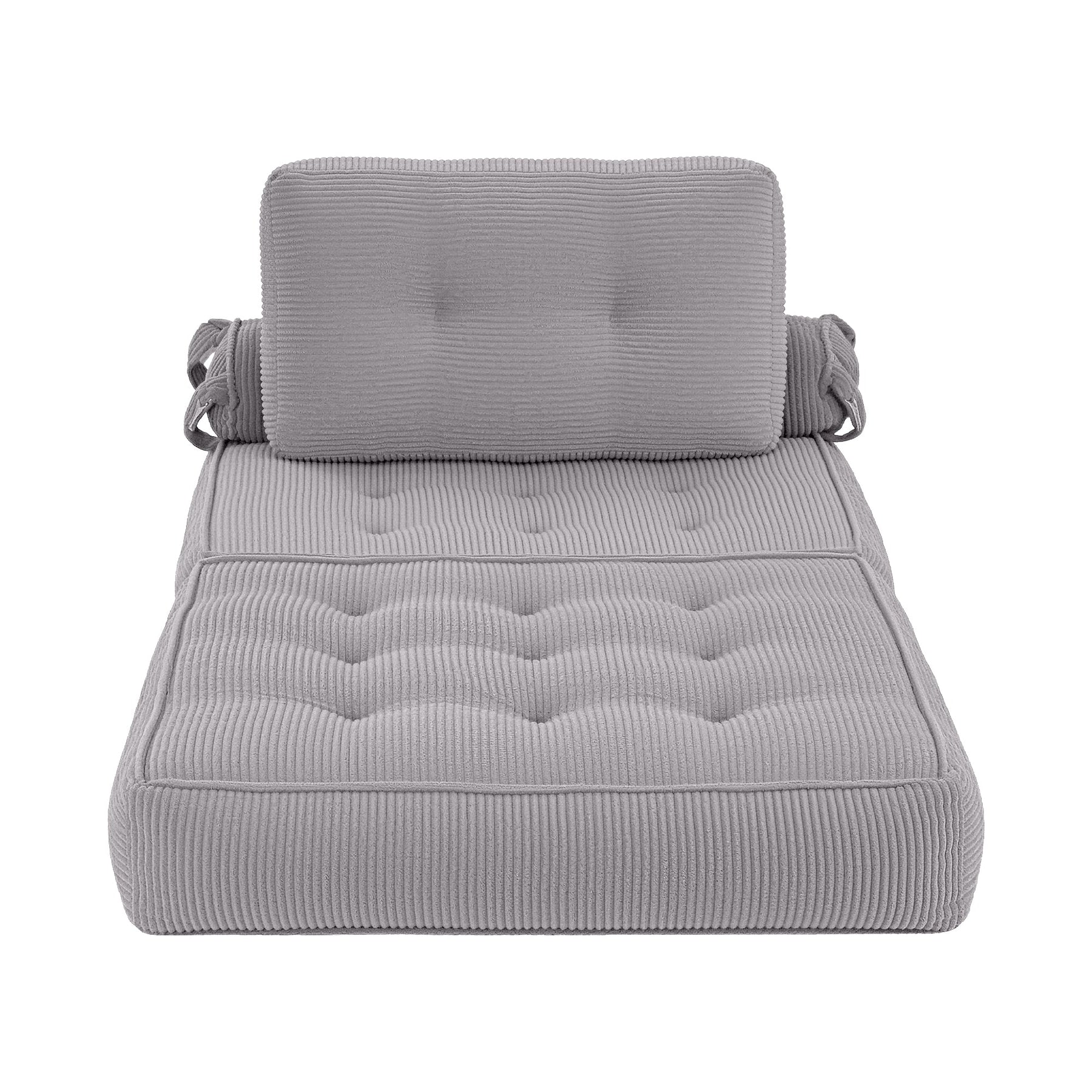 Artiss 1 Seater Corduroy Convertible Sofa Bed Pull Out Boneless Couch Grey - SportZone.co.nz