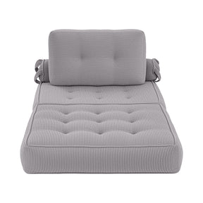 Artiss 1 Seater Corduroy Convertible Sofa Bed Pull Out Boneless Couch Grey - SportZone.co.nz