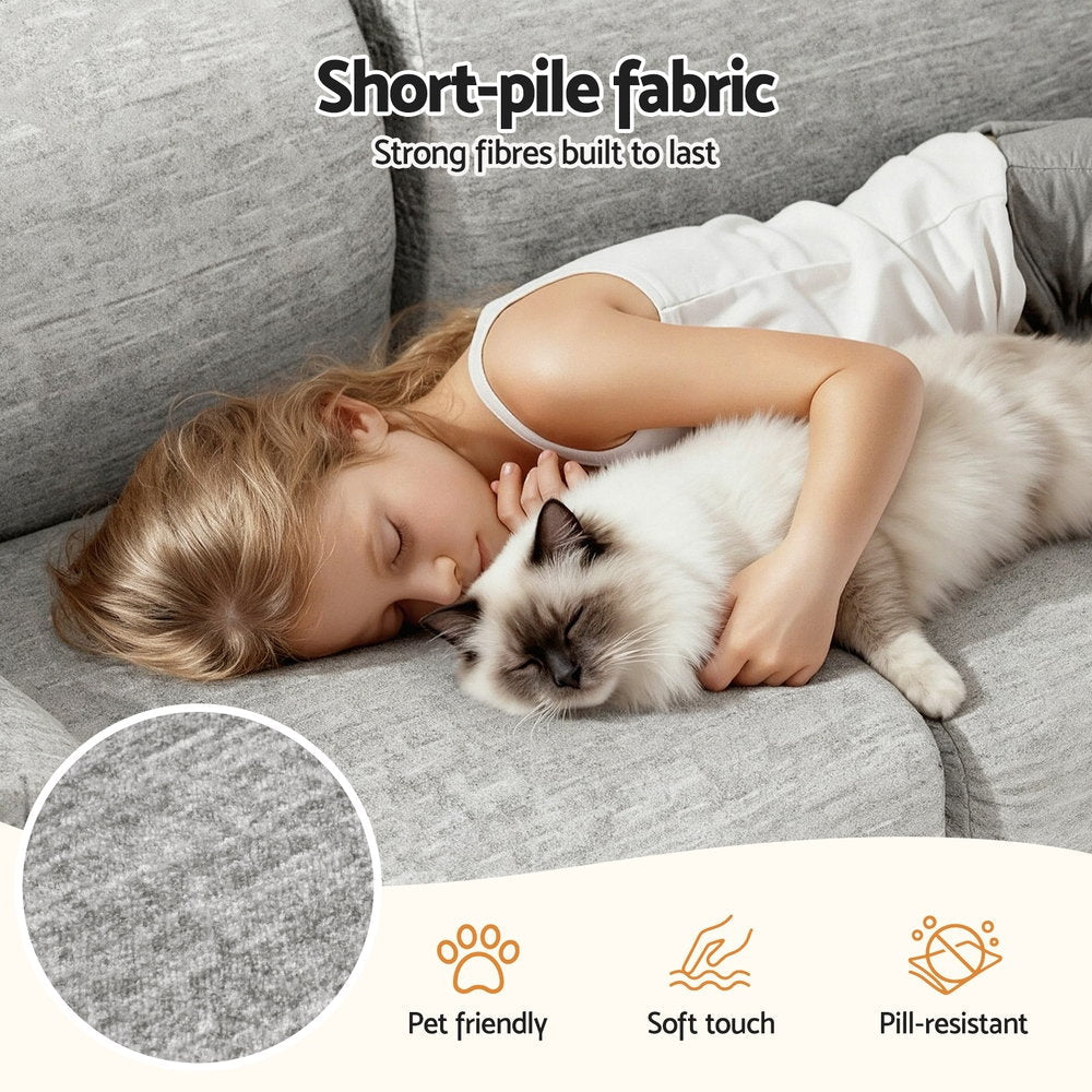 Artiss 2 Seater Sofa Modular Sectional Sofas Couch Bed No Assembly Living Room Grey - SportZone.co.nz
