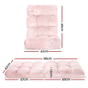 Artiss 2PCS Floor Lounge Sofa Bed Flannel Fabric Pink - SportZone.co.nz