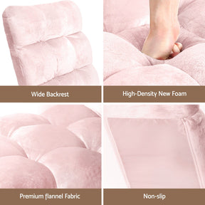 Artiss 2PCS Floor Lounge Sofa Bed Flannel Fabric Pink - SportZone.co.nz