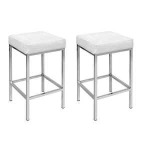 Artiss 2x Bar Stools Leather Padded Metal White - SportZone.co.nz
