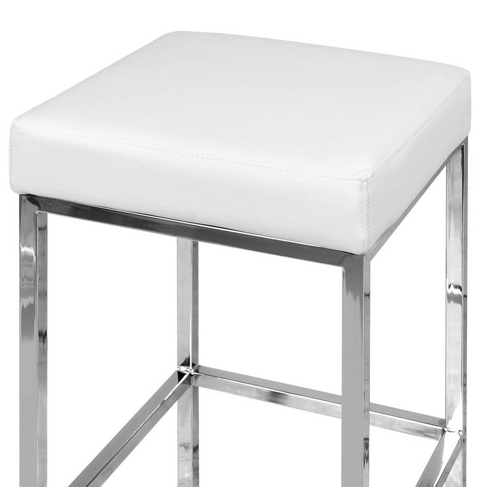Artiss 2x Bar Stools Leather Padded Metal White - SportZone.co.nz