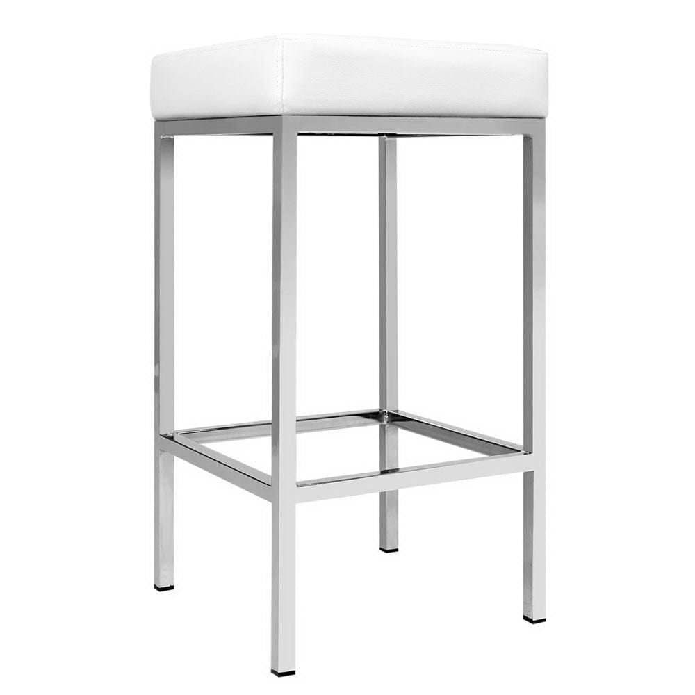 Artiss 2x Bar Stools Leather Padded Metal White - SportZone.co.nz