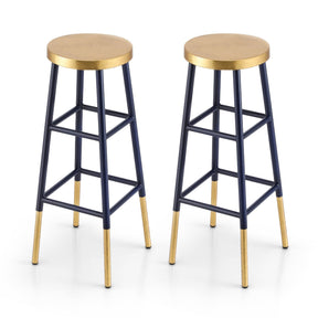 Artiss 2x Bar Stools Metal Gold Navy - SportZone.co.nz