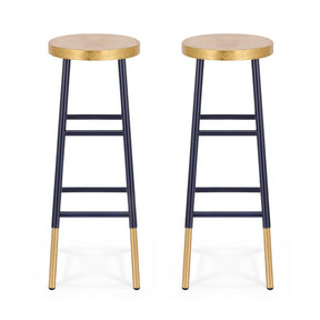 Artiss 2x Bar Stools Metal Gold Navy - SportZone.co.nz