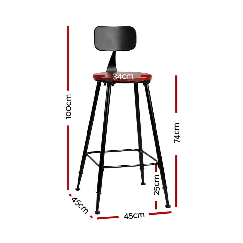 Artiss 2x Bar Stools Vintage Metal Chairs - SportZone.co.nz
