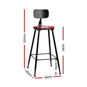 Artiss 2x Bar Stools Vintage Metal Chairs - SportZone.co.nz