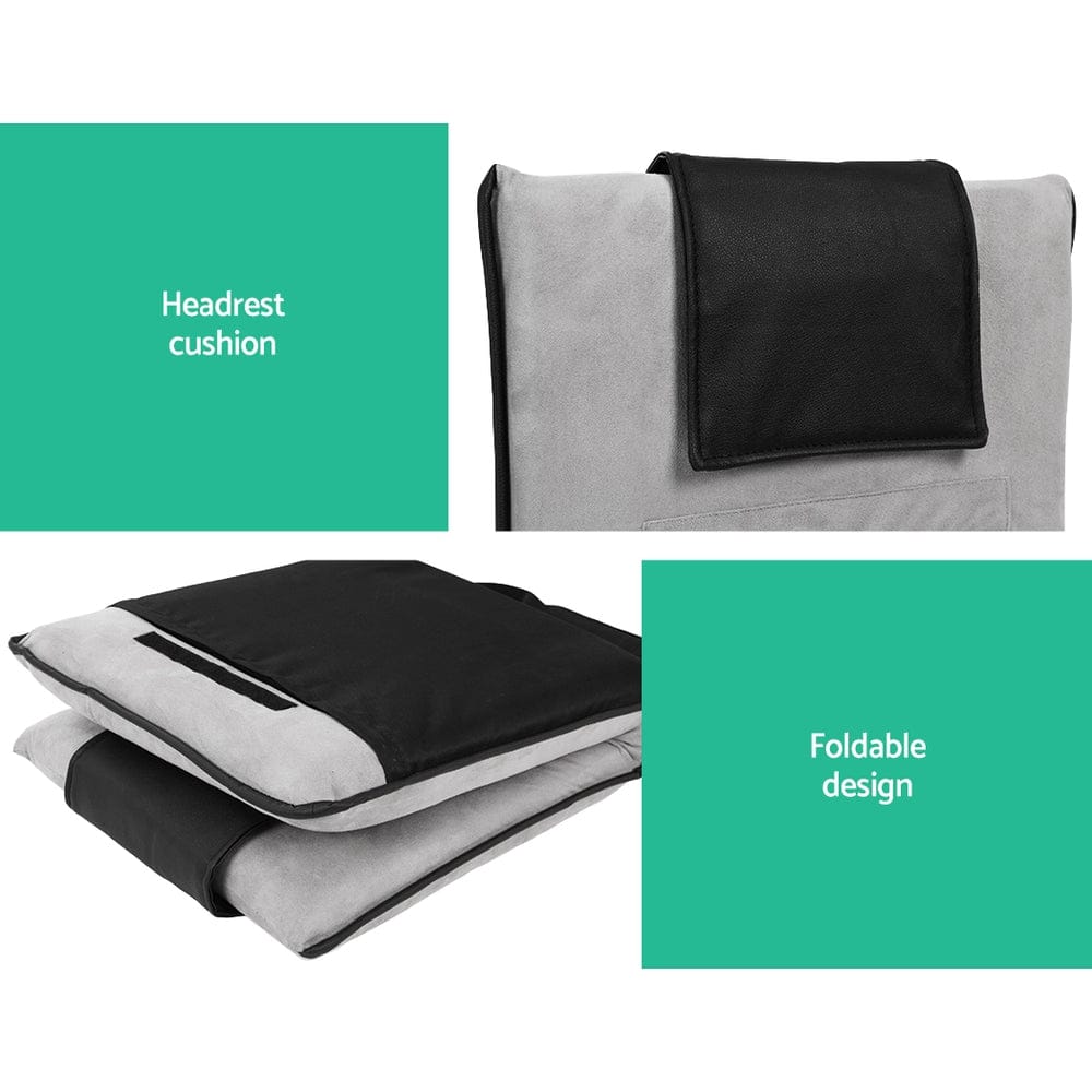 Artiss 2X Floor Lounge Sofa Bed Floor Cushion Velvet Grey - SportZone.co.nz