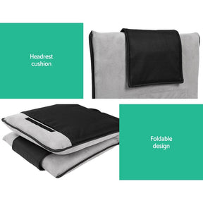 Artiss 2X Floor Lounge Sofa Bed Floor Cushion Velvet Grey - SportZone.co.nz