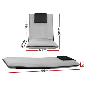Artiss 2X Floor Lounge Sofa Bed Floor Cushion Velvet Grey - SportZone.co.nz