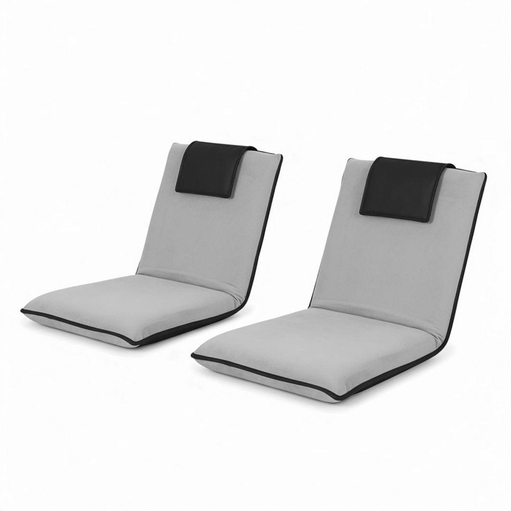 Artiss 2X Floor Lounge Sofa Bed Floor Cushion Velvet Grey - SportZone.co.nz