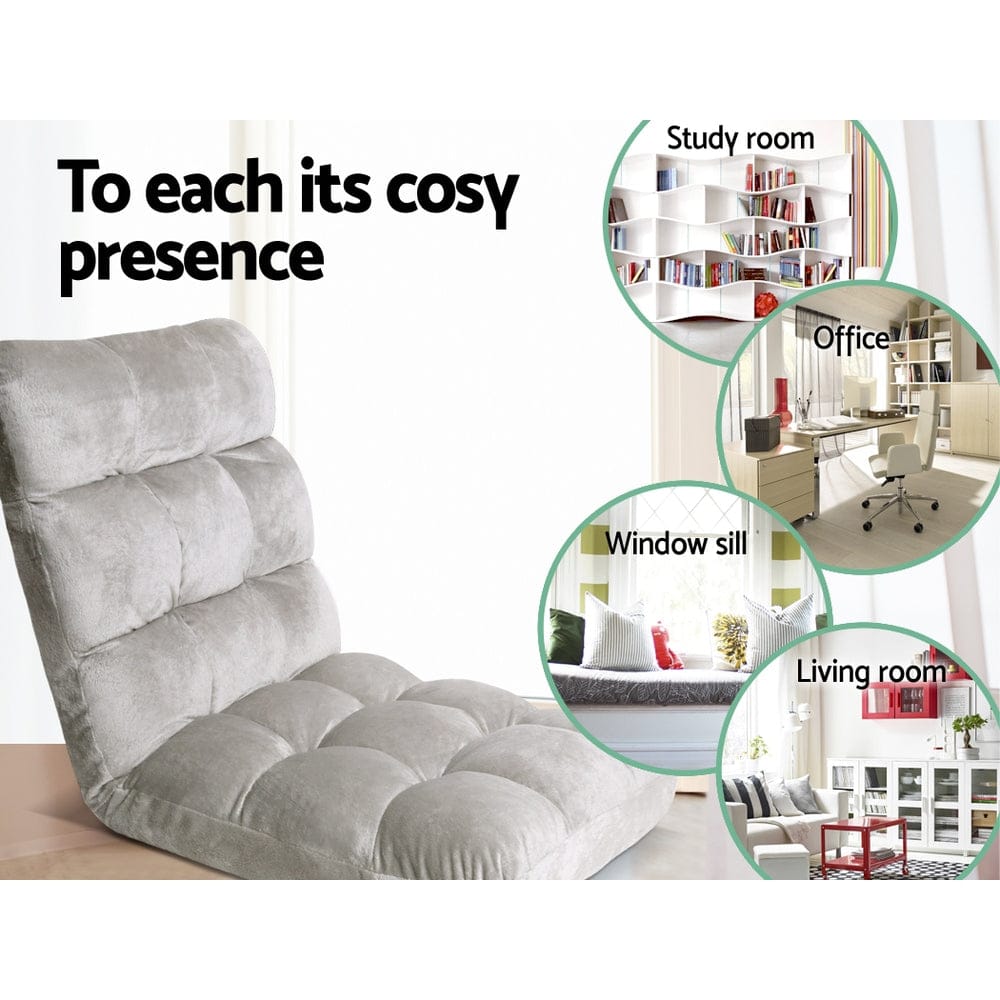 Artiss 2X Lounge Sofa Bed Flannel Fabric Grey - SportZone.co.nz