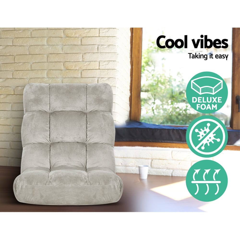 Artiss 2X Lounge Sofa Bed Flannel Fabric Grey - SportZone.co.nz