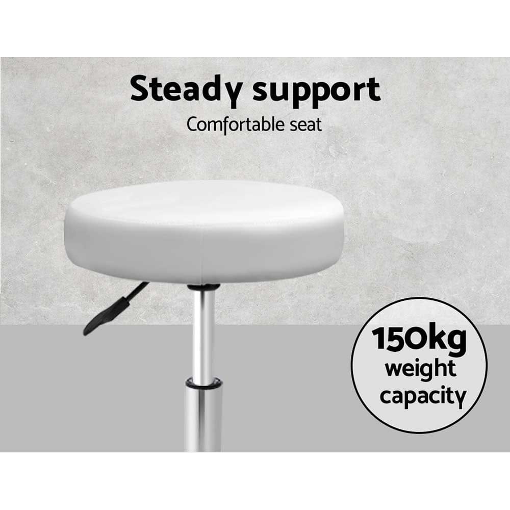 Artiss 2x Salon Stool Round Swivel Chair White - SportZone.co.nz