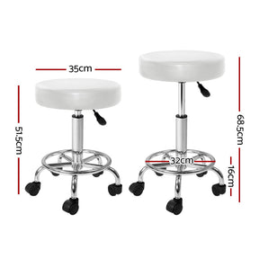 Artiss 2x Salon Stool Round Swivel Chair White - SportZone.co.nz
