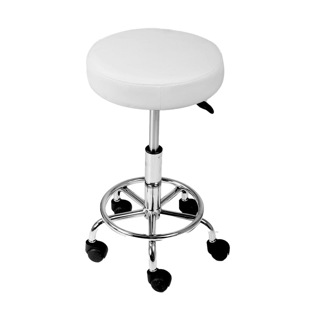 Artiss 2x Salon Stool Round Swivel Chair White - SportZone.co.nz