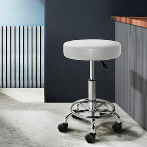 Artiss 2x Salon Stool Round Swivel Chair White - SportZone.co.nz