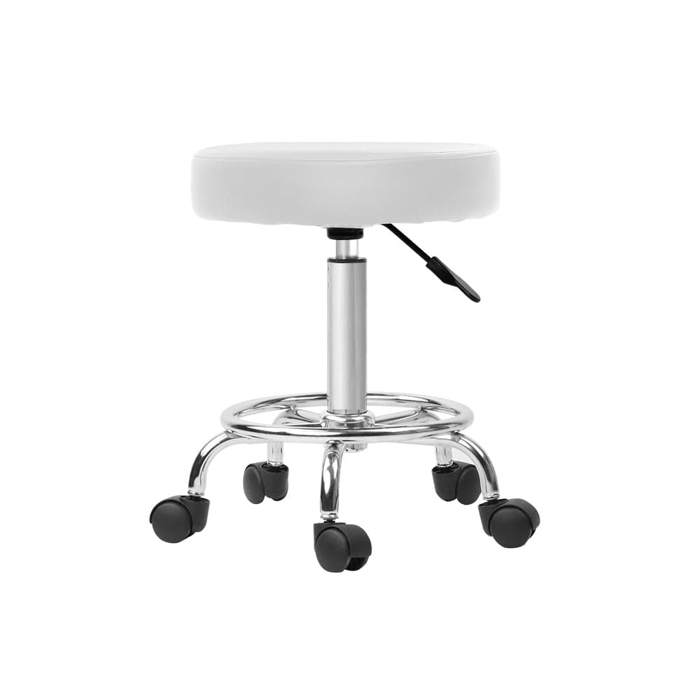 Artiss 2x Salon Stool Round Swivel Chair White - SportZone.co.nz