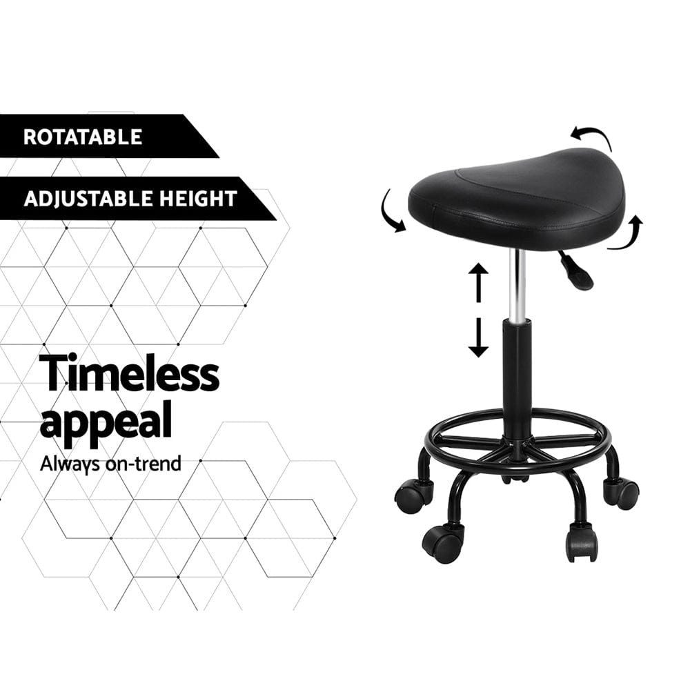 Artiss 2x Salon Stool Saddle Swivel Chair - SportZone.co.nz