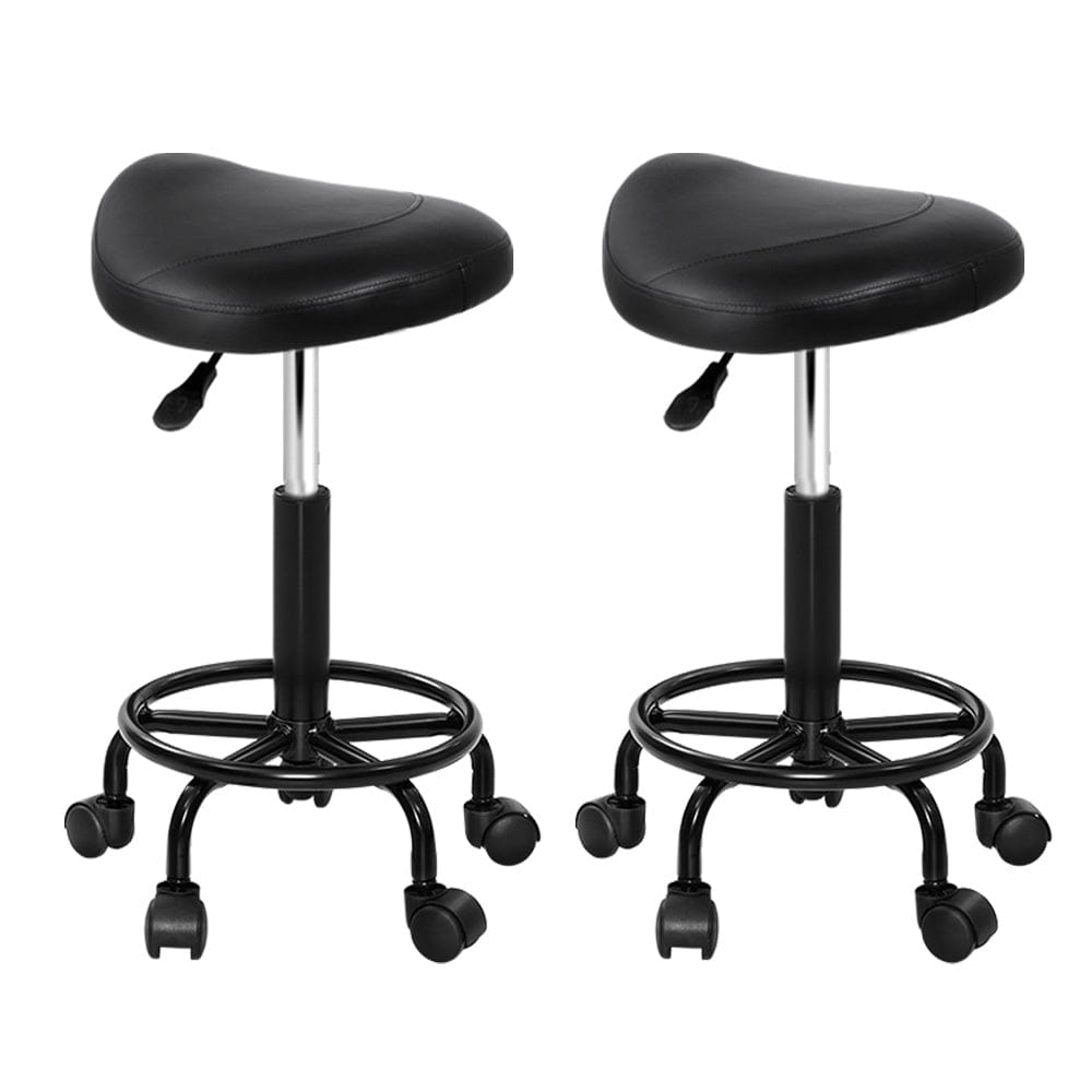 Artiss 2x Salon Stool Saddle Swivel Chair - SportZone.co.nz