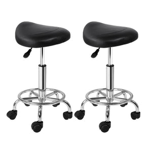 Artiss 2x Salon Stool Saddle Swivel Chair Black - SportZone.co.nz