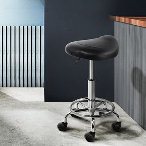 Artiss 2x Salon Stool Saddle Swivel Chair Black - SportZone.co.nz