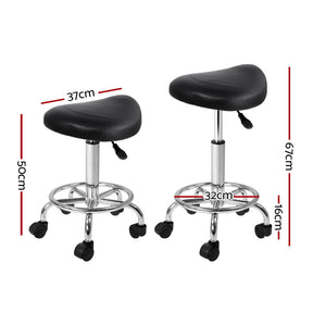 Artiss 2x Salon Stool Saddle Swivel Chair Black - SportZone.co.nz
